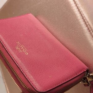 Coach Pink Leather Continental Wallet/Wristlet